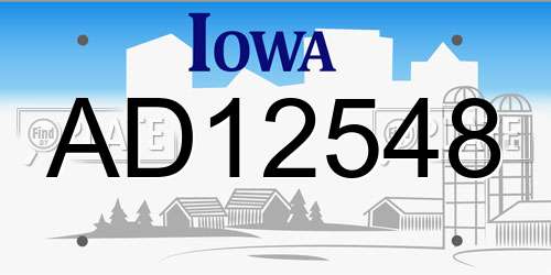 AD12548 Iowa License Plate