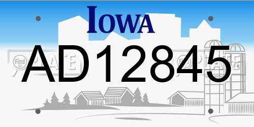 AD12845 Iowa License Plate