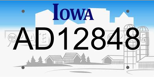 AD12848 Iowa License Plate