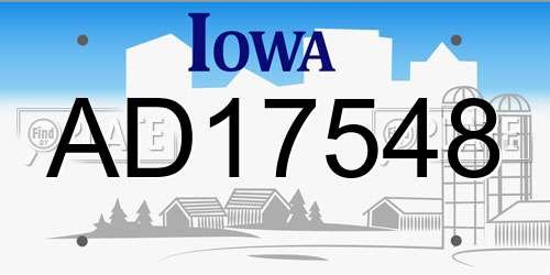 AD17548 Iowa License Plate