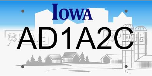 AD1A2C Iowa License Plate