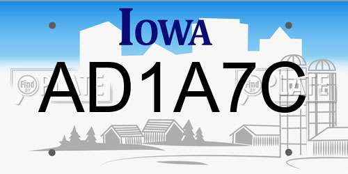AD1A7C Iowa License Plate
