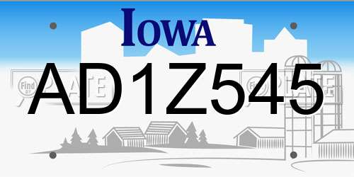 AD1Z545 Iowa License Plate
