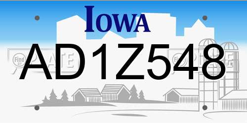 AD1Z548 Iowa License Plate