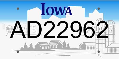 AD22962 Iowa License Plate