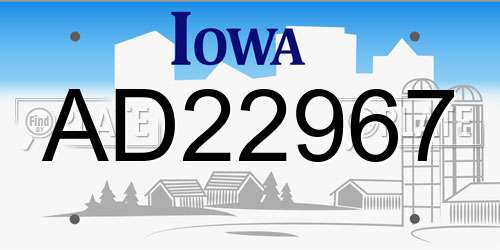 AD22967 Iowa License Plate