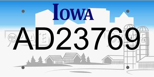 AD23769 Iowa License Plate
