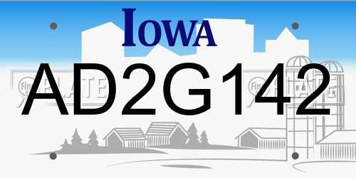 AD2G142 Iowa License Plate
