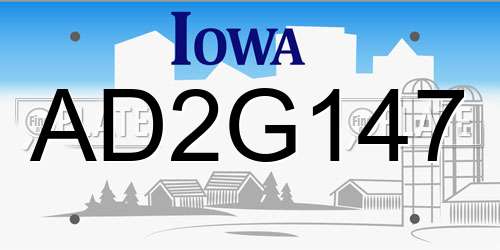 AD2G147 Iowa License Plate