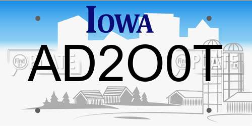AD2O0T Iowa License Plate