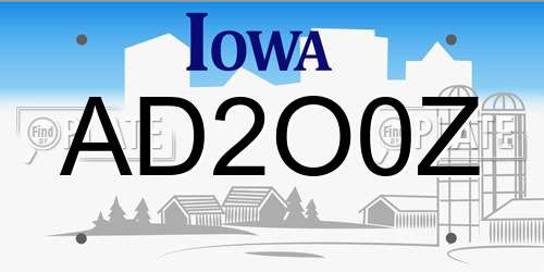 AD2O0Z Iowa License Plate