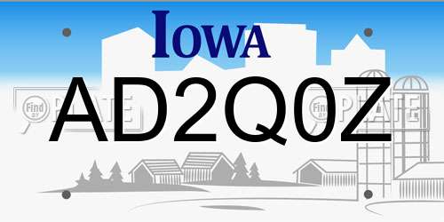 AD2Q0Z Iowa License Plate