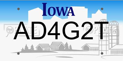 AD4G2T Iowa License Plate