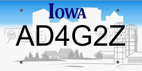 AD4G2Z Iowa License Plate