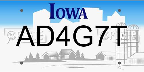 AD4G7T Iowa License Plate