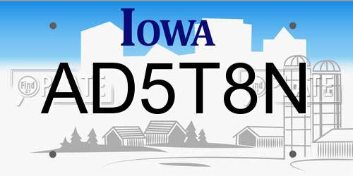 AD5T8N Iowa License Plate