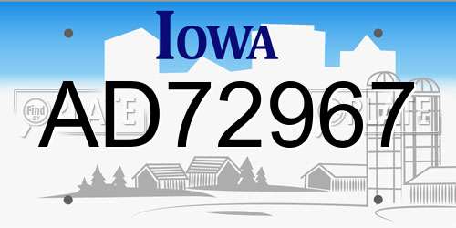 AD72967 Iowa License Plate