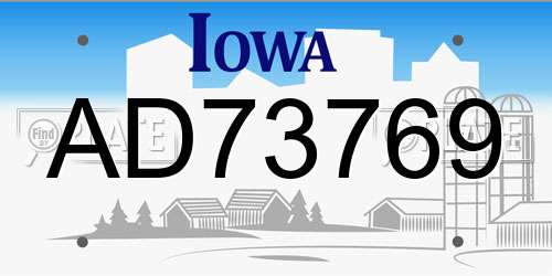 AD73769 Iowa License Plate