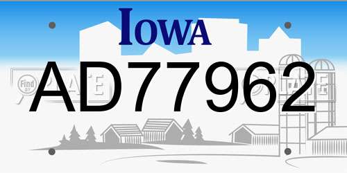 AD77962 Iowa License Plate