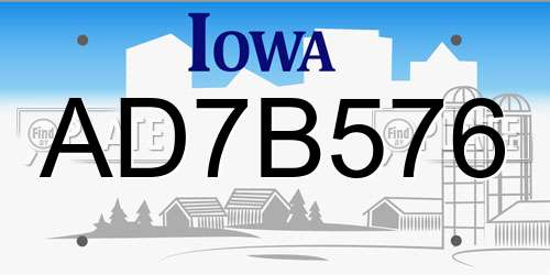 AD7B576 Iowa License Plate