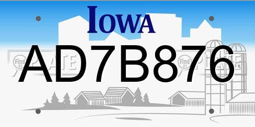 AD7B876 Iowa License Plate