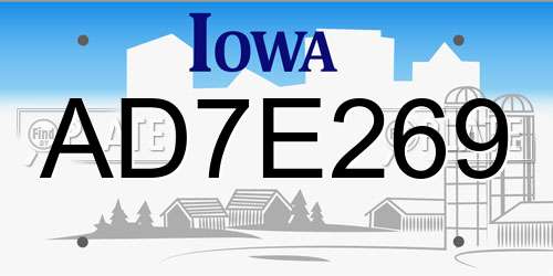 AD7E269 Iowa License Plate