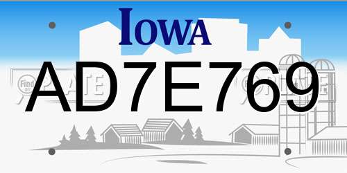 AD7E769 Iowa License Plate
