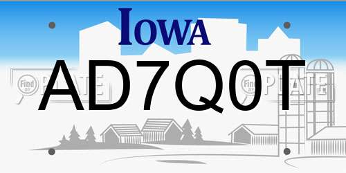 AD7Q0T Iowa License Plate