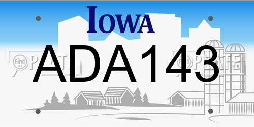 ADA143 Iowa License Plate
