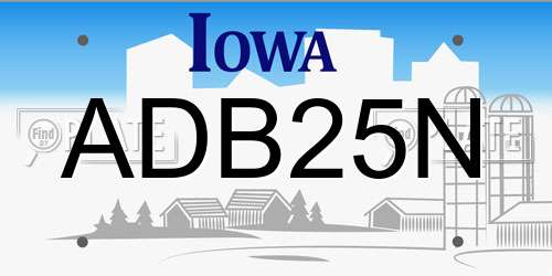 ADB25N Iowa License Plate