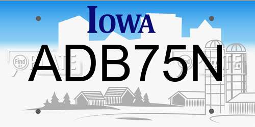 ADB75N Iowa License Plate