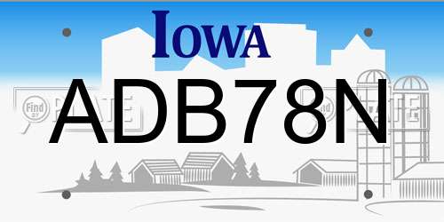 ADB78N Iowa License Plate