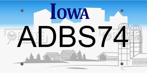ADBS74 Iowa License Plate