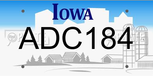 ADC184 Iowa License Plate