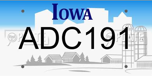 ADC191 Iowa License Plate