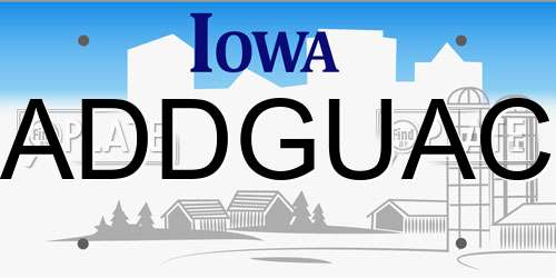 ADDGUAC Iowa License Plate