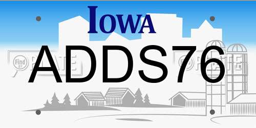 ADDS76 Iowa License Plate