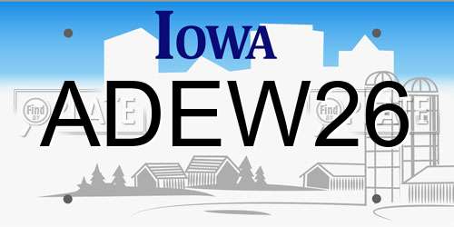 ADEW26 Iowa License Plate