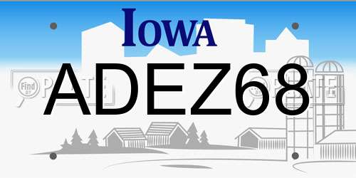 ADEZ68 Iowa License Plate