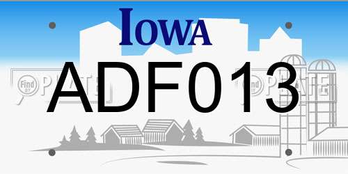 ADF013 Iowa License Plate