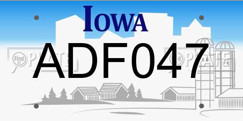 ADF047 Iowa License Plate