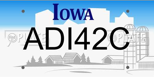 ADI42C Iowa License Plate
