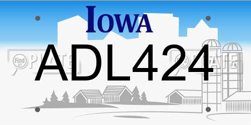 ADL424 Iowa License Plate