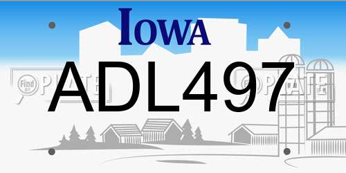 ADL497 Iowa License Plate