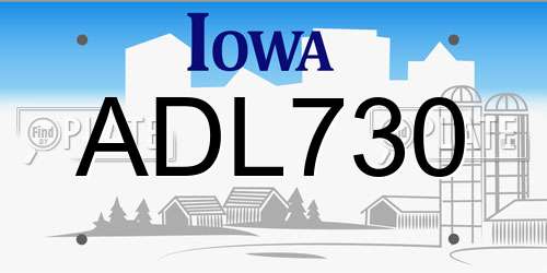 ADL730 Iowa License Plate