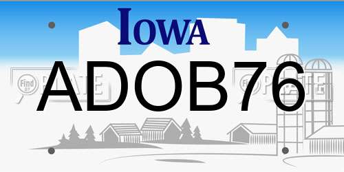 ADOB76 Iowa License Plate