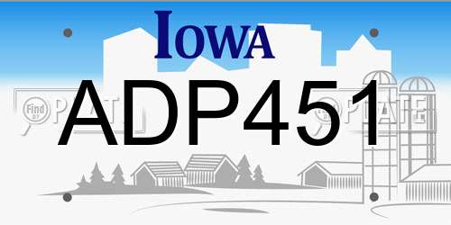 ADP451 Iowa License Plate