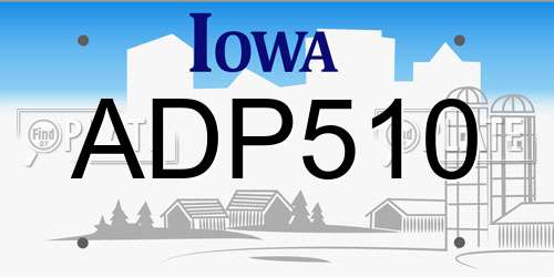 ADP510 Iowa License Plate