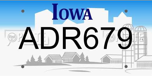 ADR679 Iowa License Plate