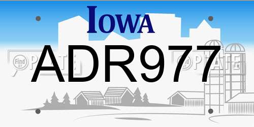 ADR977 Iowa License Plate